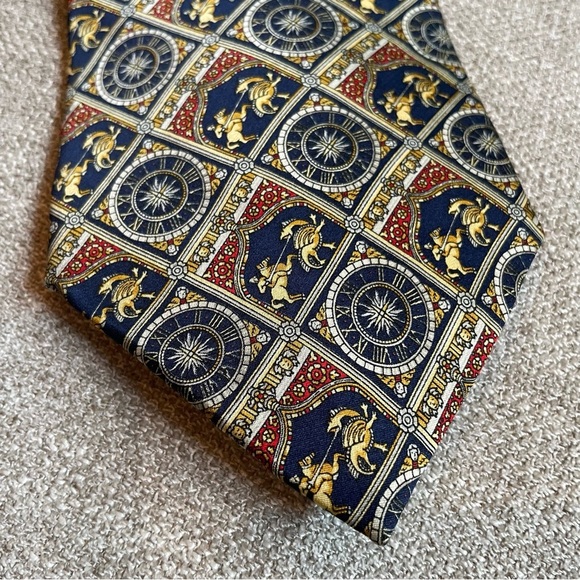 Museum Artifacts Men’s 100% Silk Tie Clock Sundial Gladiator Dragon Pattern - Picture 2 of 9